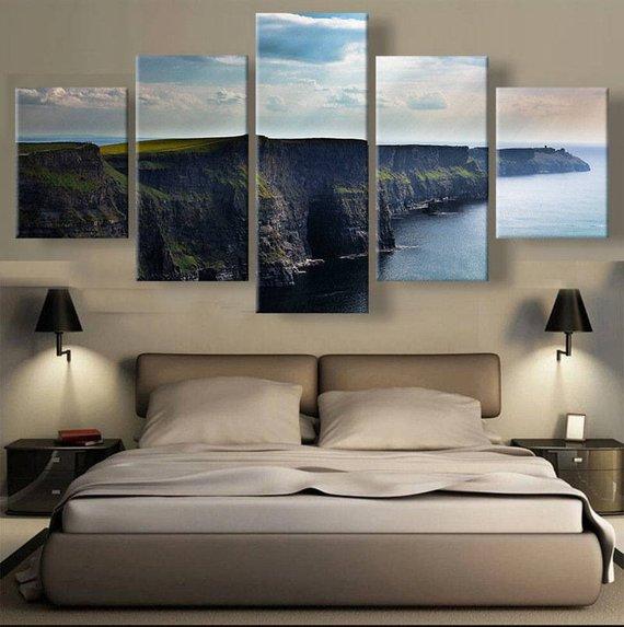 Mountain Cliff Large - Nature 5 Panel Canvas Art Wall Decor Mountain Cliff Large - Nature 5 Panel Canvas Art Wall Decor