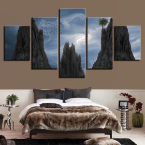 Mountain Cloud Bird - Nature 5 Panel Canvas Art Wall Decor