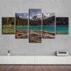 Mountain Forest Lake 1 - Nature 5 Panel Canvas Art Wall Decor