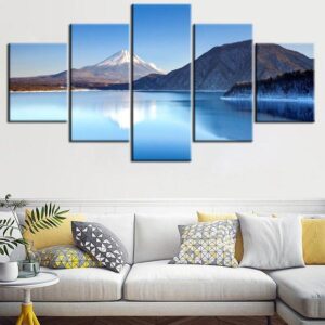 Mountain Lake 1 - Nature 5 Panel Canvas Art Wall Decor