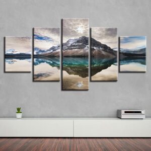Mountain Lake 7 - Nature 5 Panel Canvas Art Wall Decor