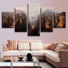 Mountain Peaks Natural - Nature 5 Panel Canvas Art Wall Decor