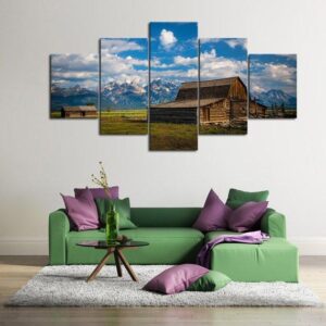 Mountain Ranch 01 - Nature 5 Panel Canvas Art Wall Decor