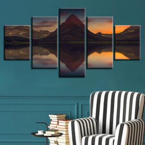 Mountain River 01 - Nature 5 Panel Canvas Art Wall Decor