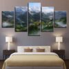 Mountain River 02 - Nature 5 Panel Canvas Art Wall Decor