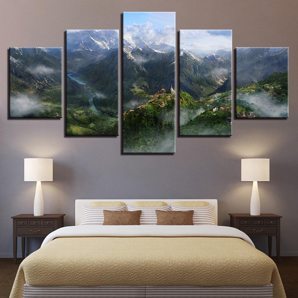 Mountain River 02 - Nature 5 Panel Canvas Art Wall Decor Mountain River 02 - Nature 5 Panel Canvas Art Wall Decor