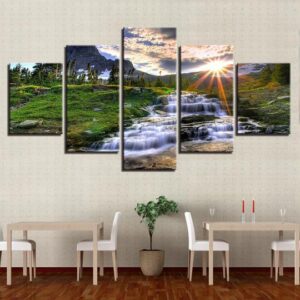 Mountain Stream - Nature 5 Panel Canvas Art Wall Decor