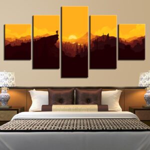 Mountain Sunrise - Nature 5 Panel Canvas Art Wall Decor