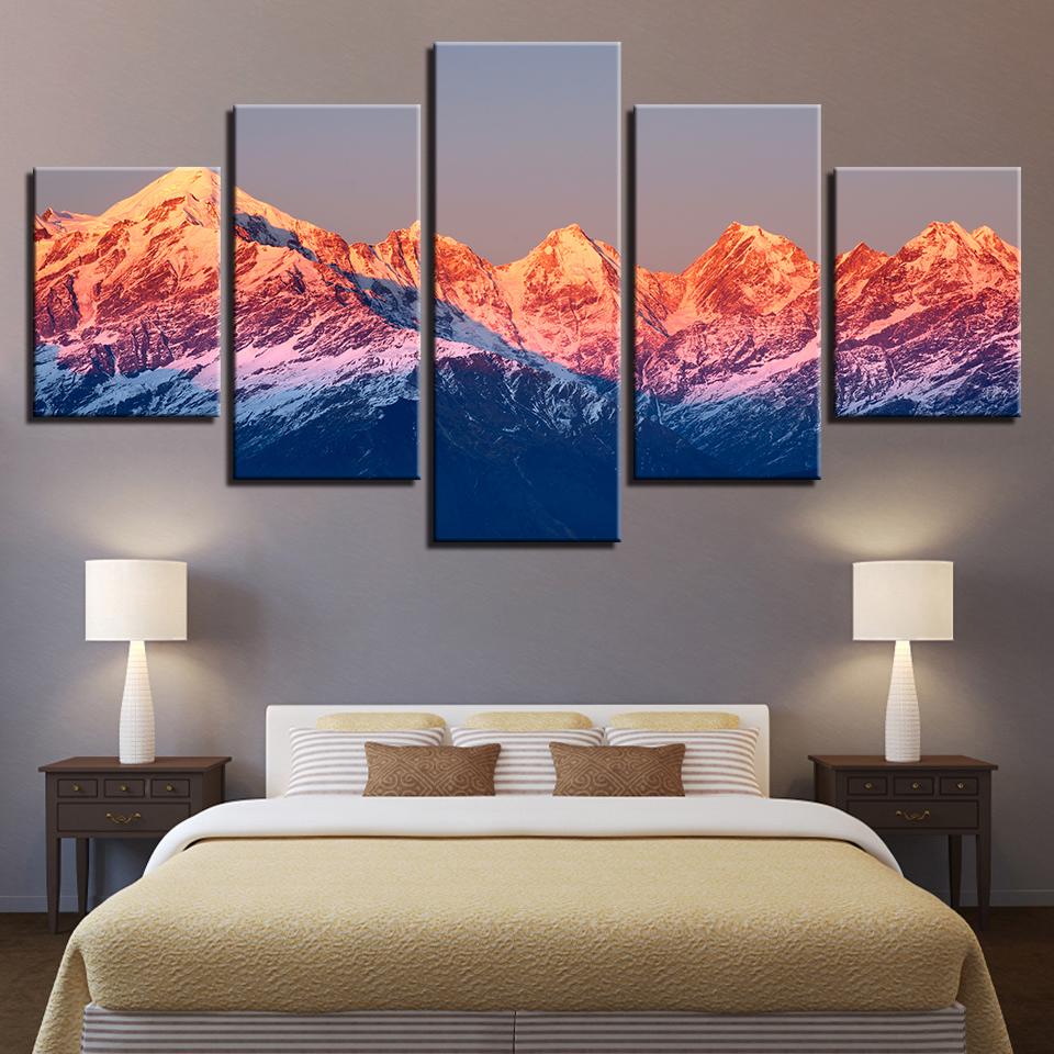 Mountain Sunset Volcano - Nature 5 Panel Canvas Art Wall Decor Mountain Sunset Volcano - Nature 5 Panel Canvas Art Wall Decor