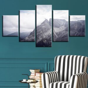 Mountain White Cloud - Nature 5 Panel Canvas Art Wall Decor