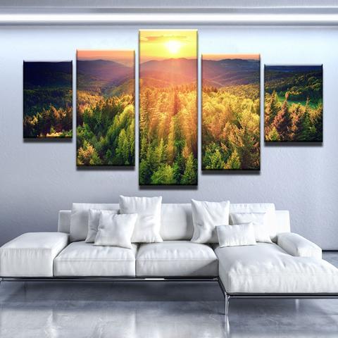 Mountain Woods - Nature 5 Panel Canvas Art Wall Decor Mountain Woods - Nature 5 Panel Canvas Art Wall Decor
