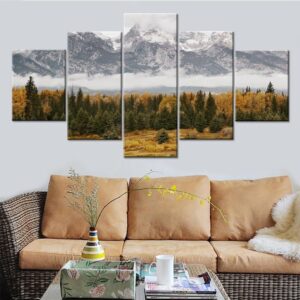 Mountains And Forests - Nature 5 Panel Canvas Art Wall Decor