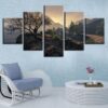 Mountains And Trees - Nature 5 Panel Canvas Art Wall Decor