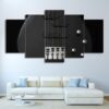 Music Guitar Black - Music 5 Panel Canvas Art Wall Decor