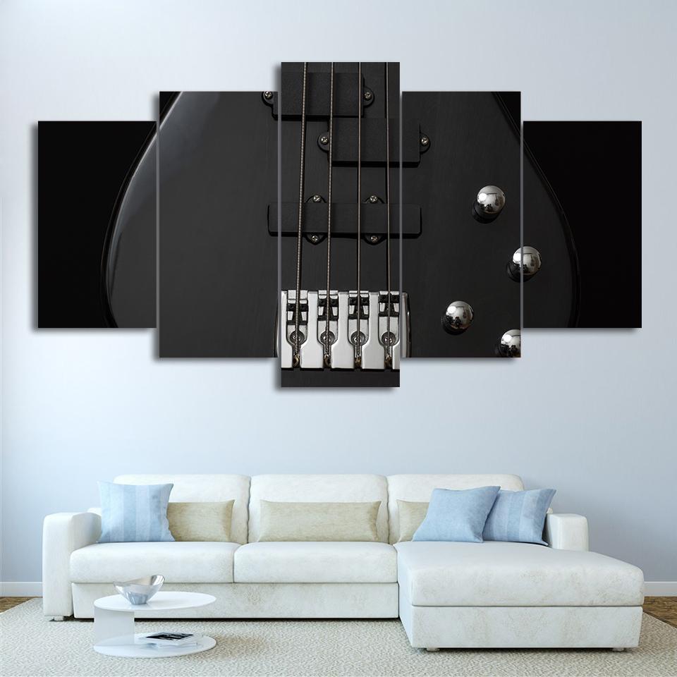 Music Guitar Black - Music 5 Panel Canvas Art Wall Decor Music Guitar Black - Music 5 Panel Canvas Art Wall Decor