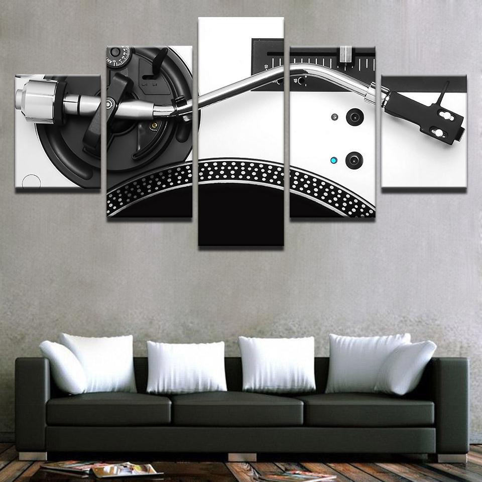 Music Microphone Black And White - Music 5 Panel Canvas Art Wall Decor Music Microphone Black And White - Music 5 Panel Canvas Art Wall Decor