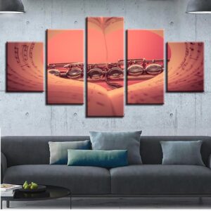 Music Note Book - Music 5 Panel Canvas Art Wall Decor