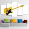 Music Yellow Guitar - Music 5 Panel Canvas Art Wall Decor