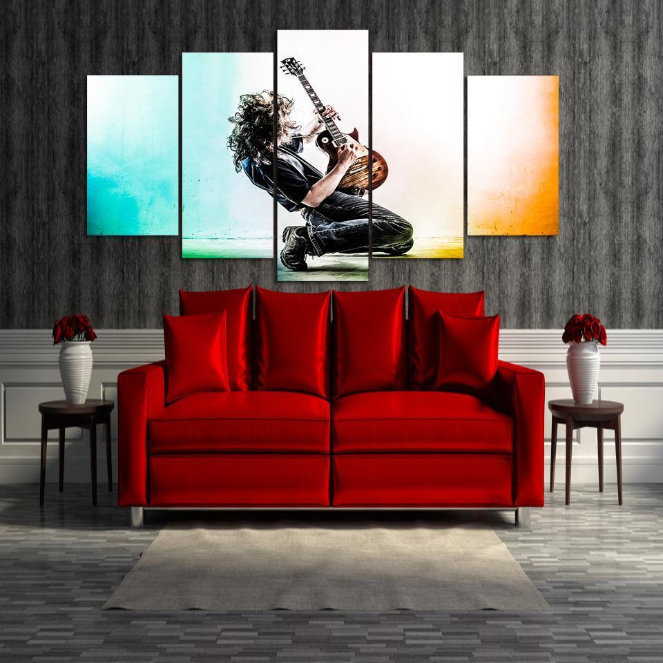 Musical Instrument Guitar Room - Music 5 Panel Canvas Art Wall Decor Musical Instrument Guitar Room - Music 5 Panel Canvas Art Wall Decor