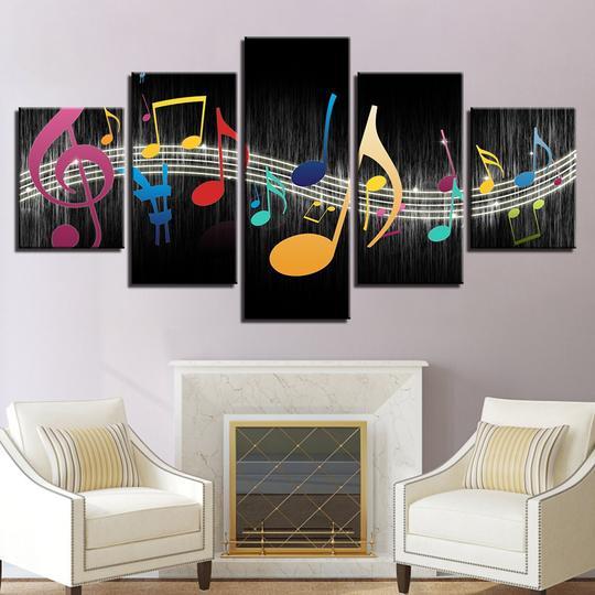Musical Notes 2 - Music 5 Panel Canvas Art Wall Decor Musical Notes 2 - Music 5 Panel Canvas Art Wall Decor