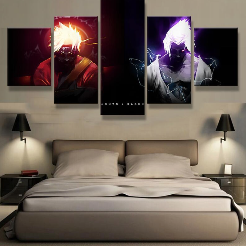 Naruto And Sasuke 1 - Anime 5 Panel Canvas Art Wall Decor Naruto And Sasuke 1 - Anime 5 Panel Canvas Art Wall Decor