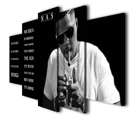 Nas Rapper - Famous Person 5 Panel Canvas Art Wall Decor Nas Rapper - Famous Person 5 Panel Canvas Art Wall Decor