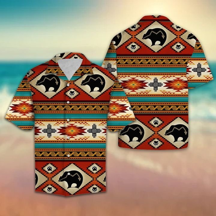 Native American Bear Hawaiian Shirt Summer Button Up Native American Bear Hawaiian Shirt Summer Button Up