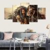 Native American With Horse - Animal 5 Panel Canvas Art Wall Decor