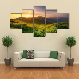 Natural Summer Landscape - Nature 5 Panel Canvas Art Wall Decor