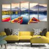 Nature Landscape River Mountains - Nature 5 Panel Canvas Art Wall Decor