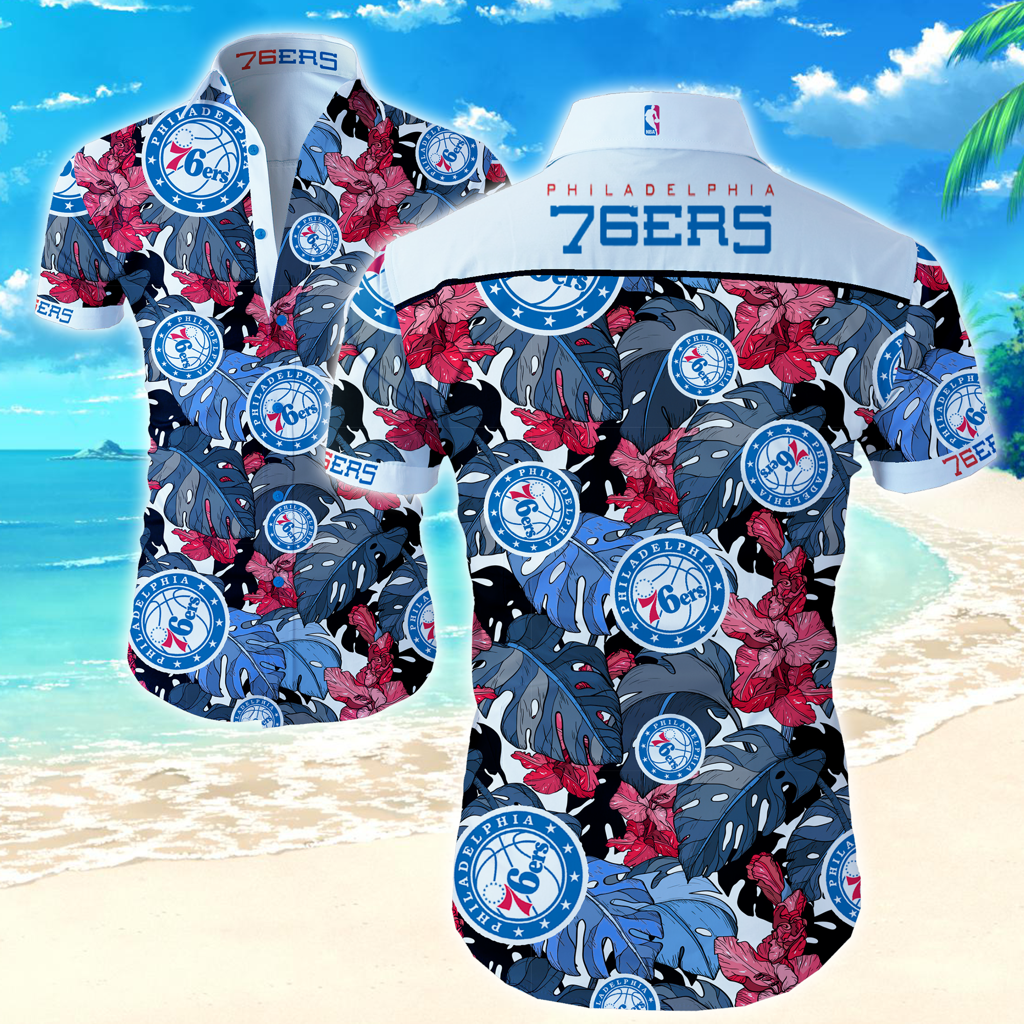 Nba Philadelphia 76Ers Hawaiian Hawaiian Shirt Summer Button Up Nba Philadelphia 76Ers Hawaiian Hawaiian Shirt Summer Button Up