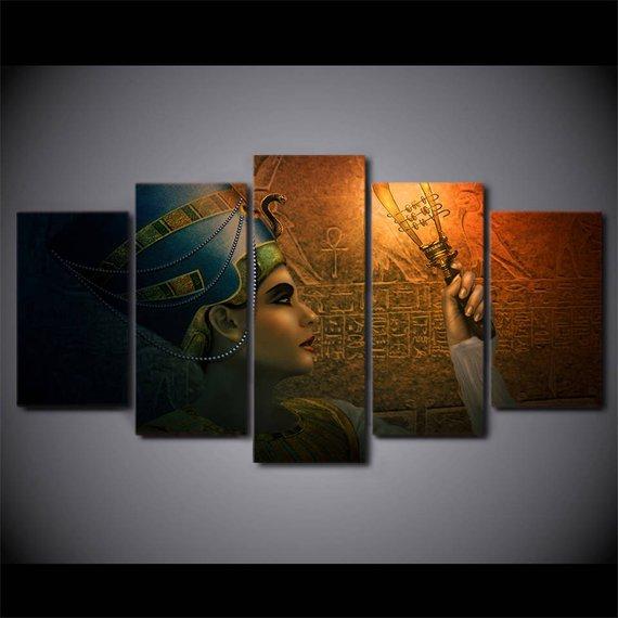 Nefertiti Egyptian - Religion 5 Panel Canvas Art Wall Decor Nefertiti Egyptian - Religion 5 Panel Canvas Art Wall Decor