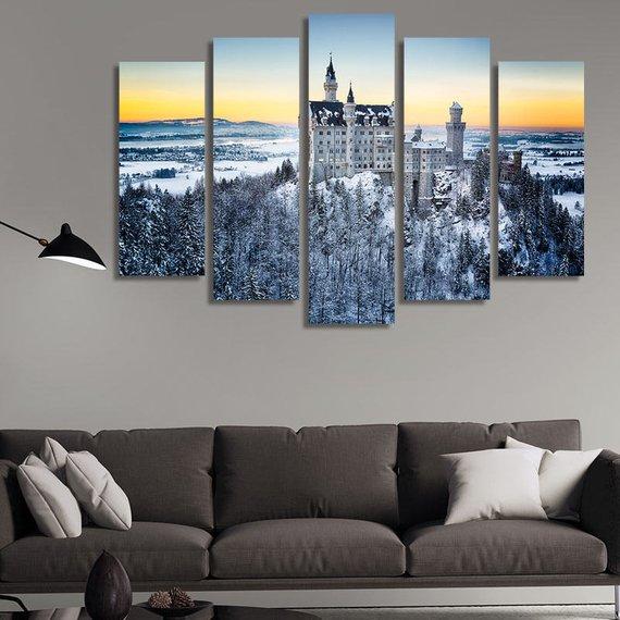 Neuschwanstein Castle 02 - Nature 5 Panel Canvas Art Wall Decor Neuschwanstein Castle 02 - Nature 5 Panel Canvas Art Wall Decor