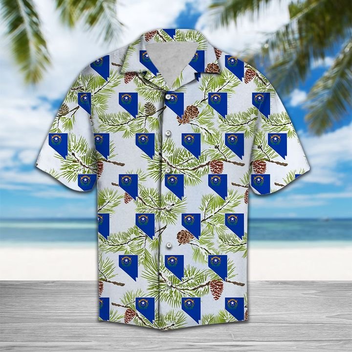 Nevada Singleleaf Pinyon Pine Hawaiian Shirt Summer Button Up Nevada Singleleaf Pinyon Pine Hawaiian Shirt Summer Button Up