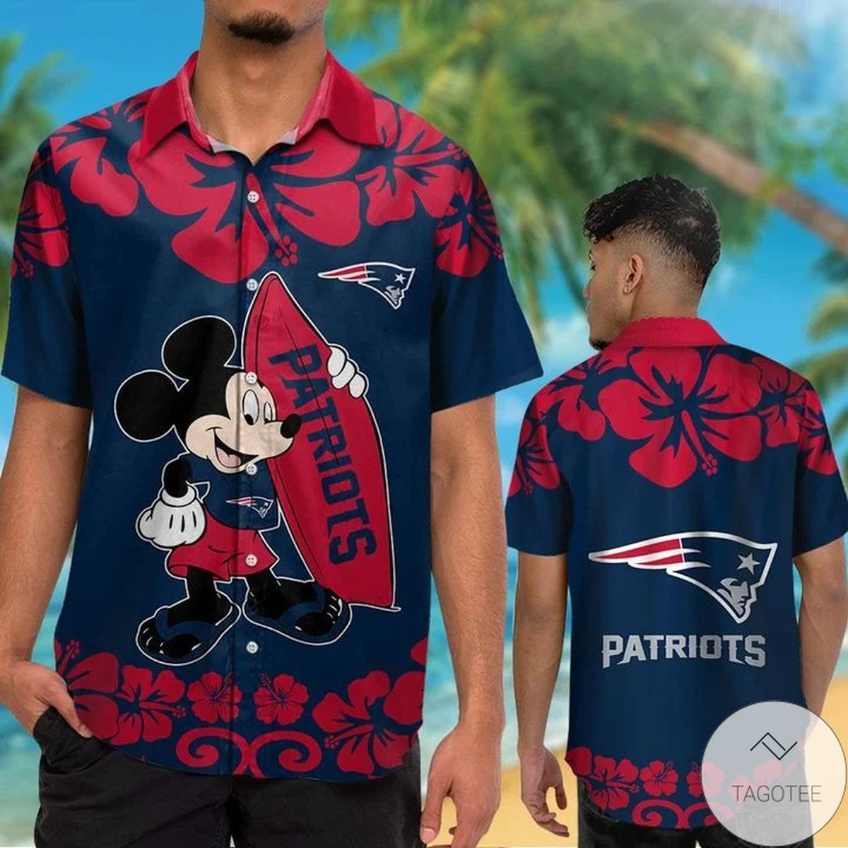 New England Patriots & Mickey Mouse Hawaiian Shirt New England Patriots & Mickey Mouse Hawaiian Shirt