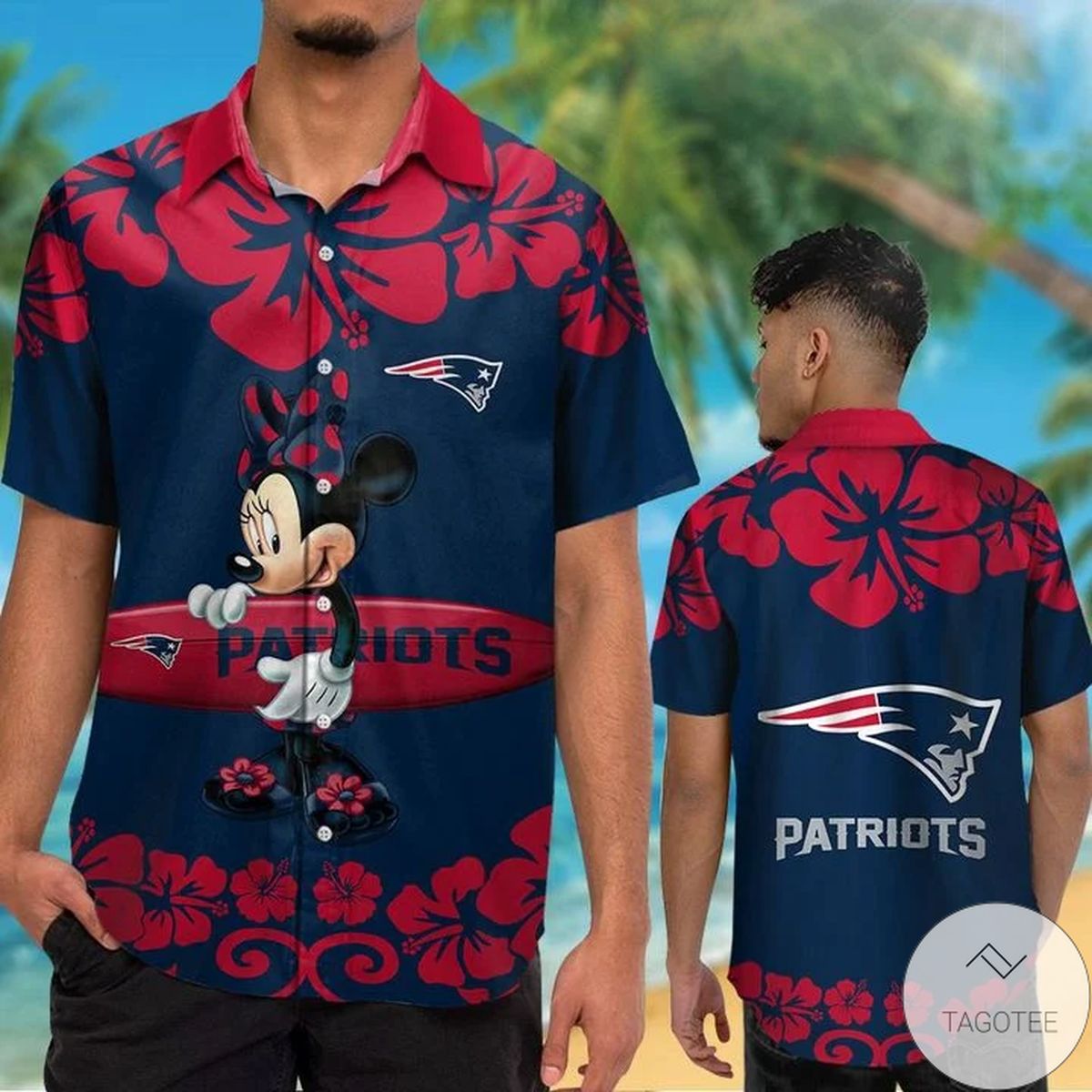 New England Patriots & Minnie Mouse Hawaiian Shirt New England Patriots & Minnie Mouse Hawaiian Shirt