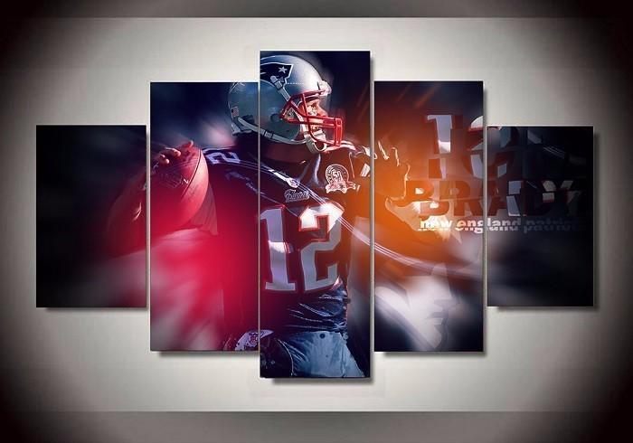 New England Patriots Tom Brady Football - Sport 5 Panel Canvas Art Wall Decor New England Patriots Tom Brady Football - Sport 5 Panel Canvas Art Wall Decor
