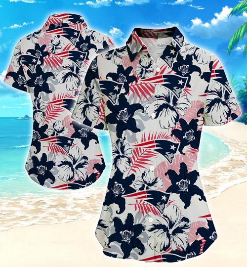 New England Patriots Women Hawaiian Shirt Summer Button Up New England Patriots Women Hawaiian Shirt Summer Button Up