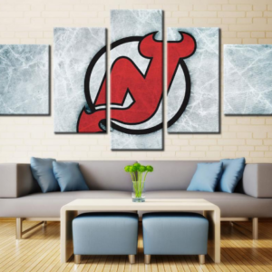New Jersey Devils 3 Hockey - Sport 5 Panel Canvas Art Wall Decor