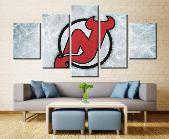 New Jersey Devils 3 Hockey - Sport 5 Panel Canvas Art Wall Decor New Jersey Devils 3 Hockey - Sport 5 Panel Canvas Art Wall Decor