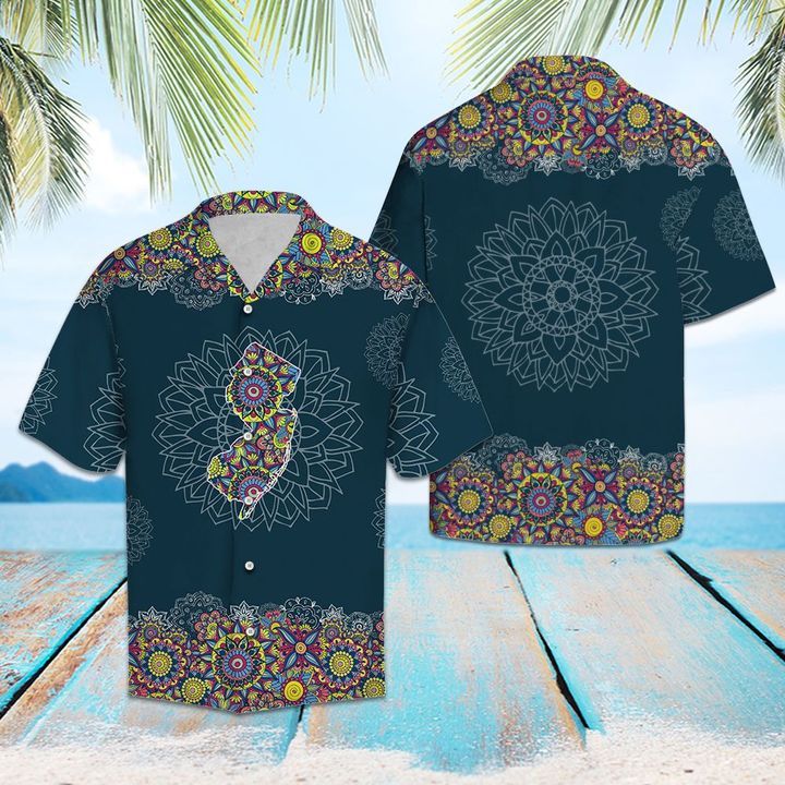 New Jersey Mandala Hawaiian Shirt Summer Button Up New Jersey Mandala Hawaiian Shirt Summer Button Up
