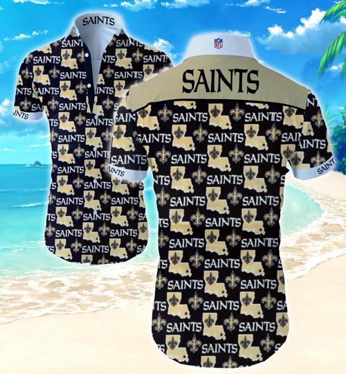 New Orleans Saints Hawaiian Shirt Summer Button Up New Orleans Saints Hawaiian Shirt Summer Button Up