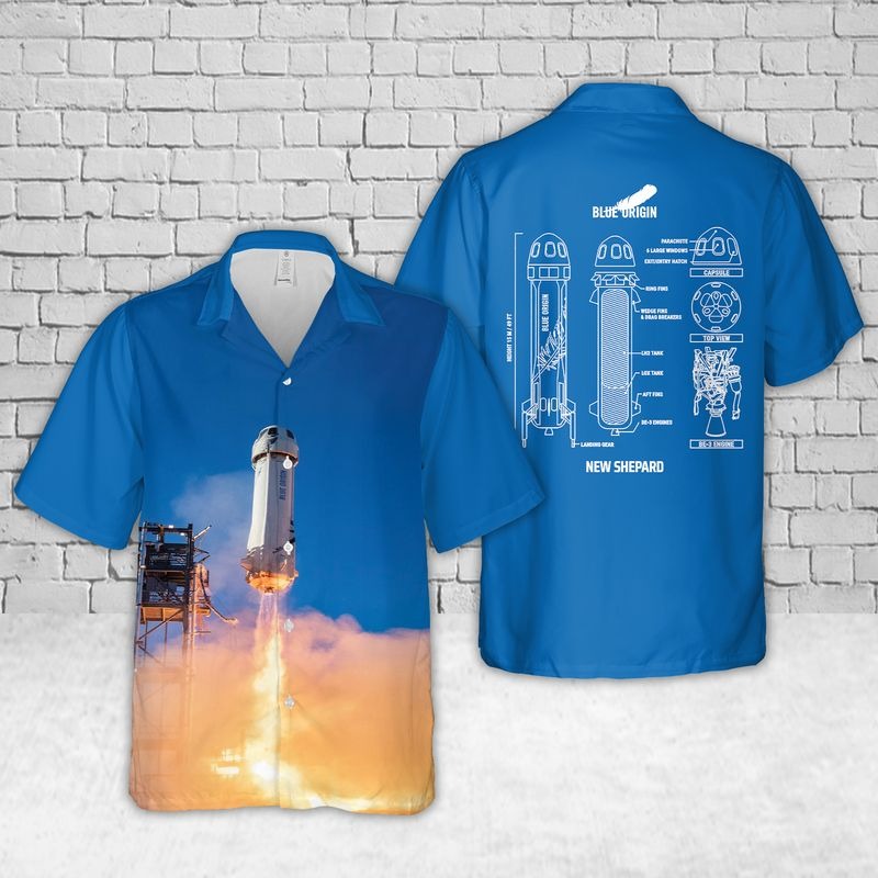 New Shepard Blue Origin Hawaiian Shirt New Shepard Blue Origin Hawaiian Shirt