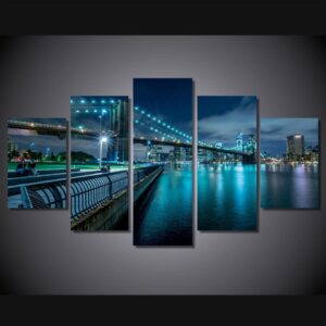 New York City Blue - Nature 5 Panel Canvas Art Wall Decor