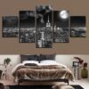 New York City Under The Full Moon - Nature 5 Panel Canvas Art Wall Decor
