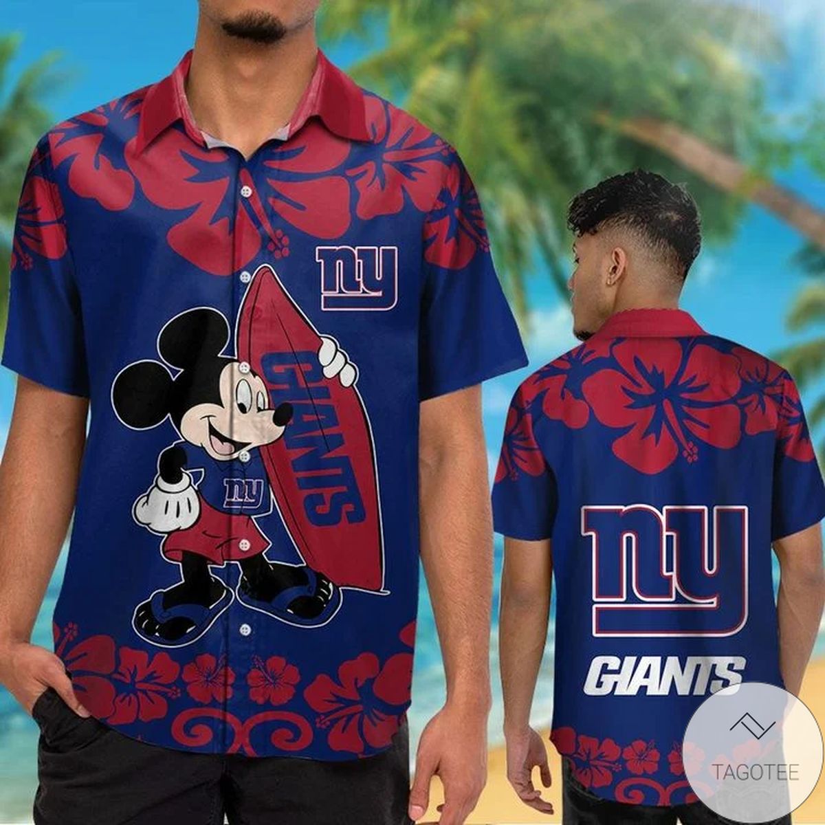 New York Giants & Mickey Mouse Hawaiian Shirt New York Giants & Mickey Mouse Hawaiian Shirt