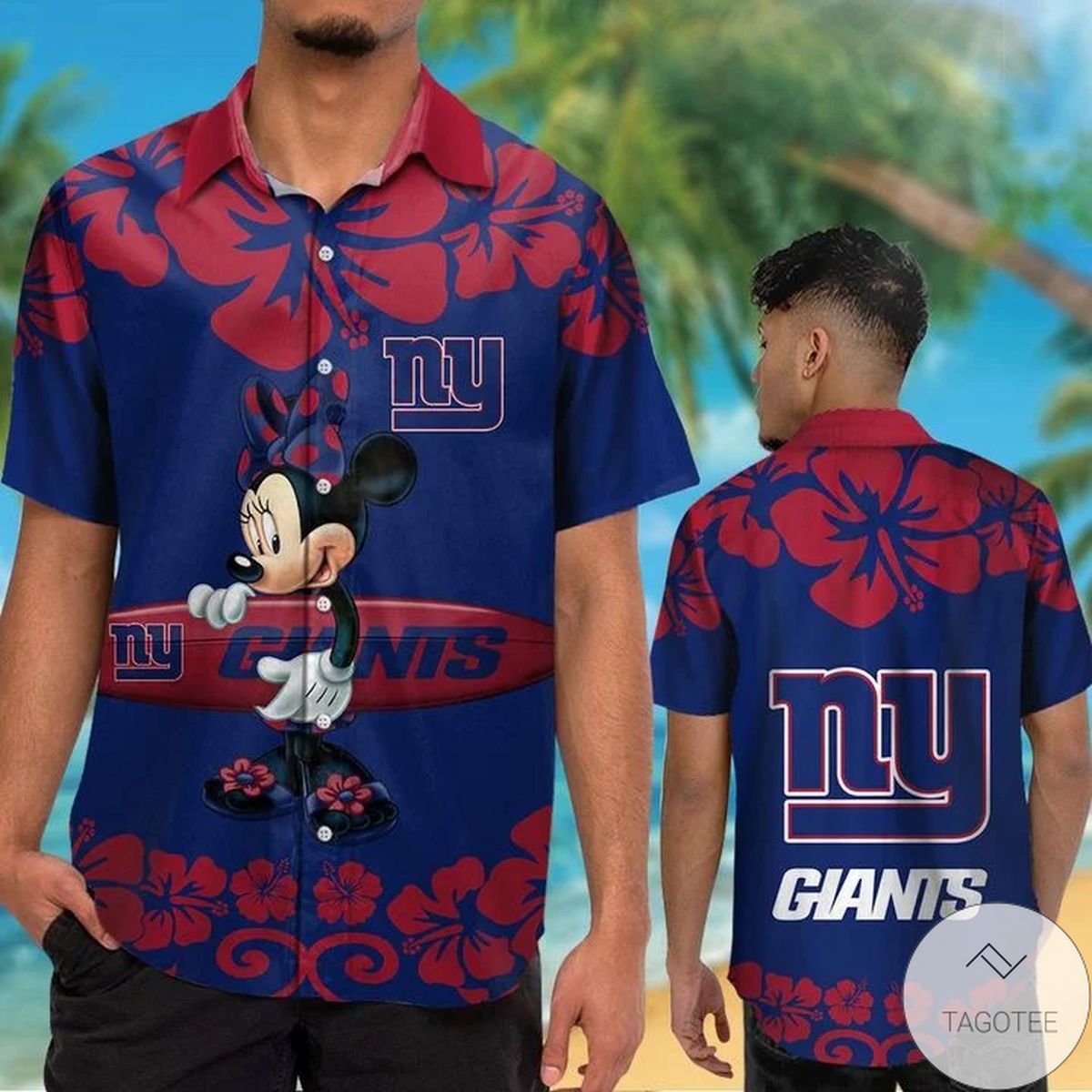 New York Giants & Minnie Mouse Hawaiian Shirt New York Giants & Minnie Mouse Hawaiian Shirt