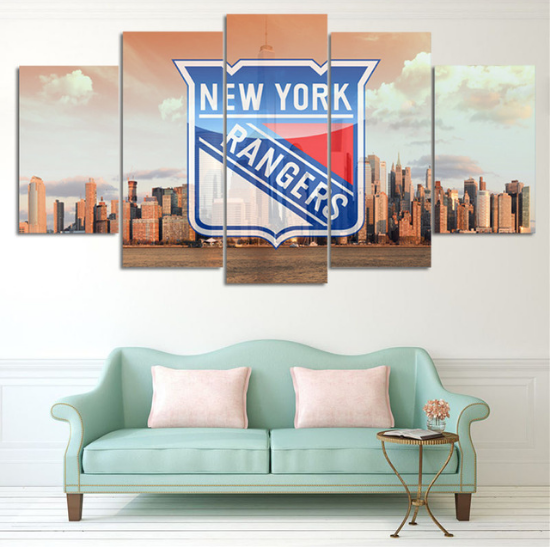 New York Rangers 4 Hockey - Sport 5 Panel Canvas Art Wall Decor New York Rangers 4 Hockey - Sport 5 Panel Canvas Art Wall Decor