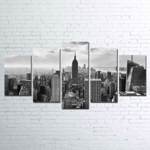 New York Skyline 2 - Nature 5 Panel Canvas Art Wall Decor