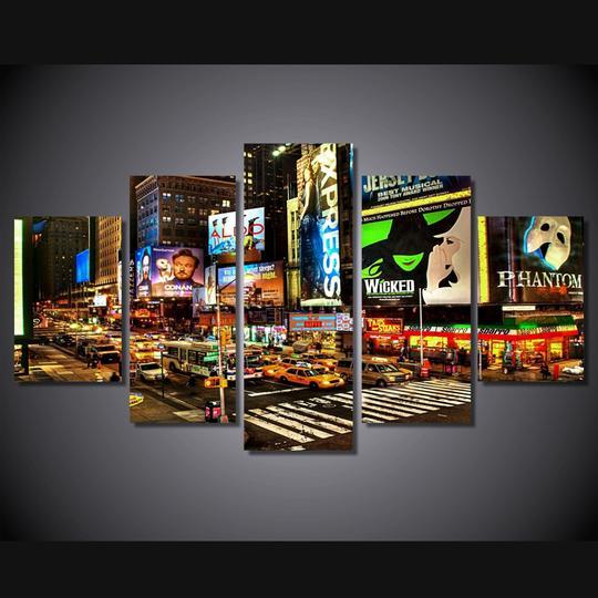 New York Times Square - Nature 5 Panel Canvas Art Wall Decor New York Times Square - Nature 5 Panel Canvas Art Wall Decor